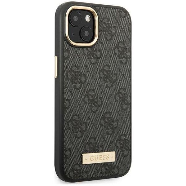 Guess Etui Guess do iPhone 14 Plus 6,7" czarny/black hard case 4G Logo Plate MagSafe