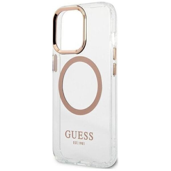Guess Etui Guess do iPhone 13 Pro Max 6,7" złoty/gold hard case Metal Outline Magsafe