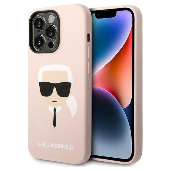 Karl Lagerfeld Etui Karl Lagerfeld do iPhone 14 Pro 6,1" hardcase jasnoróżowy/light pink Silicone Karl`s Head Magsafe
