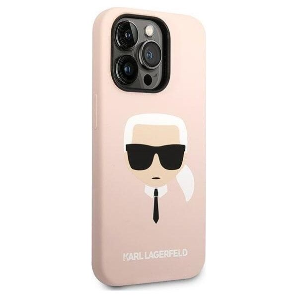 Karl Lagerfeld Etui Karl Lagerfeld do iPhone 14 Pro 6,1" hardcase jasnoróżowy/light pink Silicone Karl`s Head Magsafe