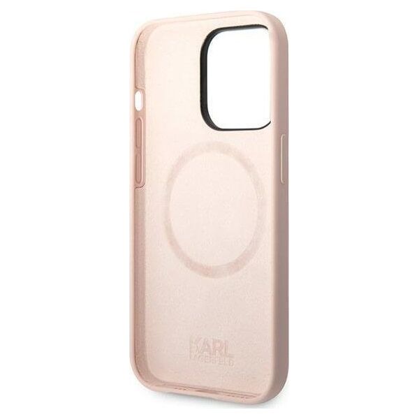 Karl Lagerfeld Etui Karl Lagerfeld do iPhone 14 Pro 6,1" hardcase jasnoróżowy/light pink Silicone Karl`s Head Magsafe
