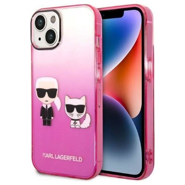 Karl Lagerfeld Etui Karl Lagerfeld do iPhone 14 Plus 6,7" hardcase różowy/pink Gradient Ikonik Karl & Choupette