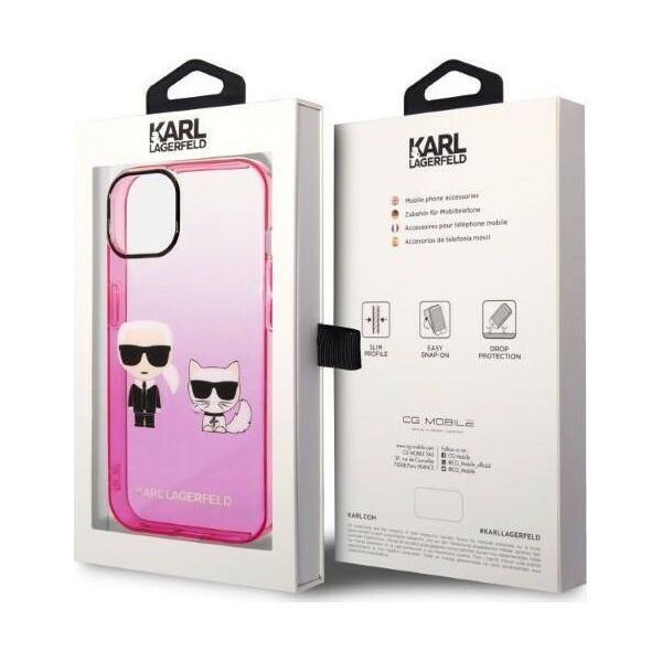 Karl Lagerfeld Etui Karl Lagerfeld do iPhone 14 Plus 6,7" hardcase różowy/pink Gradient Ikonik Karl & Choupette