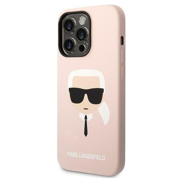 Karl Lagerfeld Etui Karl Lagerfeld do iPhone 14 Pro Max 6,7" hardcase jasnoróżowy/light pink Silicone Karl`s Head Magsafe