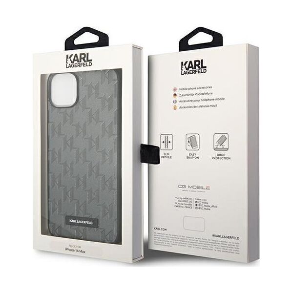 Karl Lagerfeld Etui Karl Lagerfeld do iPhone 14 Plus 6,7" hardcase szary/grey Saffiano Mono Metal Logo