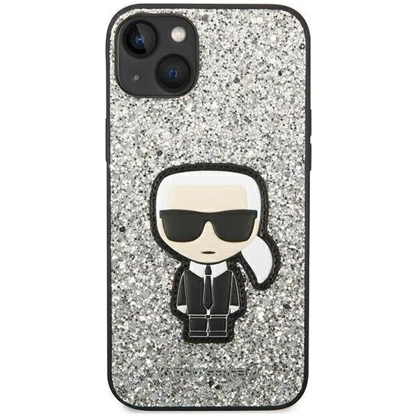 Karl Lagerfeld Etui Karl Lagerfeld do iPhone 14 Plus 6,7" hardcase srebrny/silver Glitter Flakes Ikonik