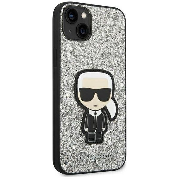 Karl Lagerfeld Etui Karl Lagerfeld do iPhone 14 Plus 6,7" hardcase srebrny/silver Glitter Flakes Ikonik