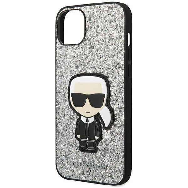 Karl Lagerfeld Etui Karl Lagerfeld do iPhone 14 Plus 6,7" hardcase srebrny/silver Glitter Flakes Ikonik