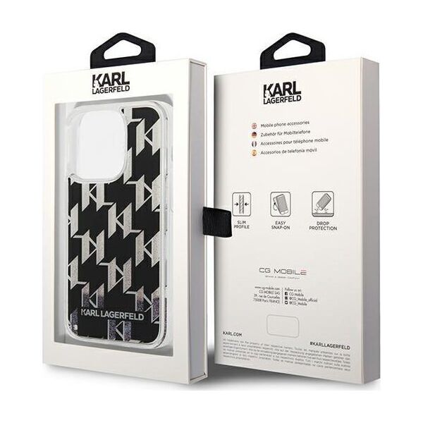 Karl Lagerfeld Etui Karl Lagerfeld do iPhone 14 Pro Max 6,7" hardcase czarny/black Liquid Glitter Monogram