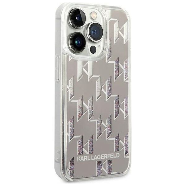 Karl Lagerfeld Etui Karl Lagerfeld do iPhone 14 Pro 6,1" hardcase srebrny/silver Liquid Glitter Monogram