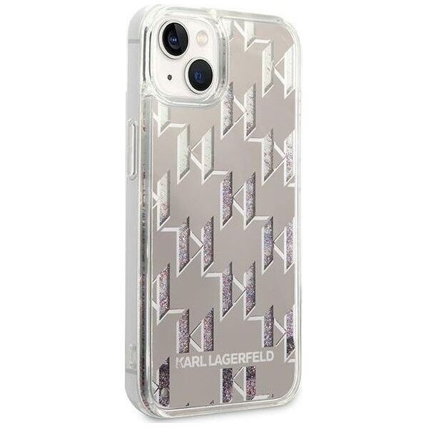 Karl Lagerfeld Etui Karl Lagerfeld do iPhone 14 6,1" hardcase srebrny/silver Liquid Glitter Monogram