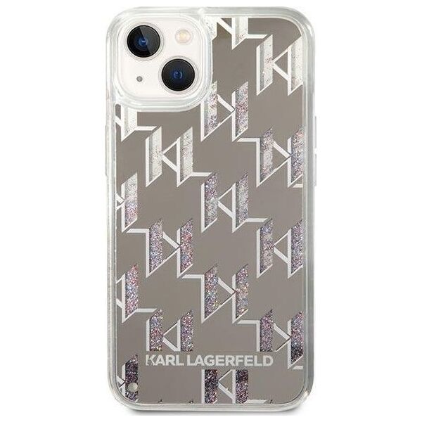 Karl Lagerfeld Etui Karl Lagerfeld do iPhone 14 6,1" hardcase srebrny/silver Liquid Glitter Monogram