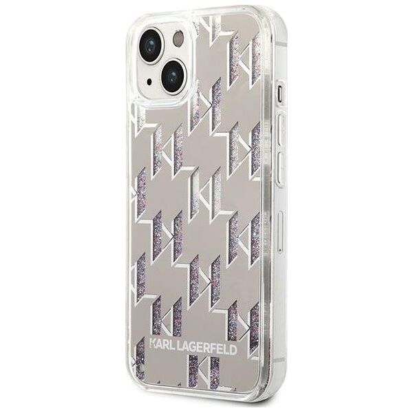 Karl Lagerfeld Etui Karl Lagerfeld do iPhone 14 6,1" hardcase srebrny/silver Liquid Glitter Monogram