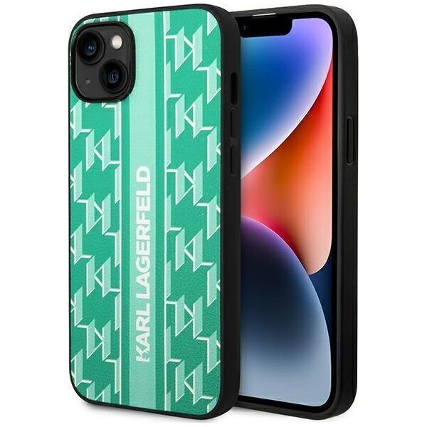 Karl Lagerfeld Etui Karl Lagerfeld do iPhone 14 6,1" hardcase zielony/green Monogram Stripe