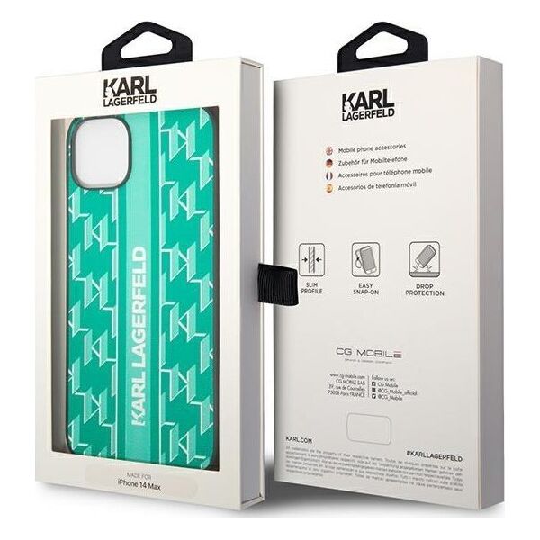Karl Lagerfeld Etui Karl Lagerfeld do iPhone 14 6,1" hardcase zielony/green Monogram Stripe