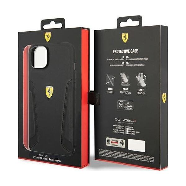 Ferrari Etui Ferrari do iPhone 14 Plus 6,7" czarny/black hardcase Leather Stamp Sides