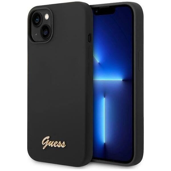 Guess Etui Guess do iPhone 14 Plus 6,7" czarny/black hard case Silicone Vintage Gold Logo
