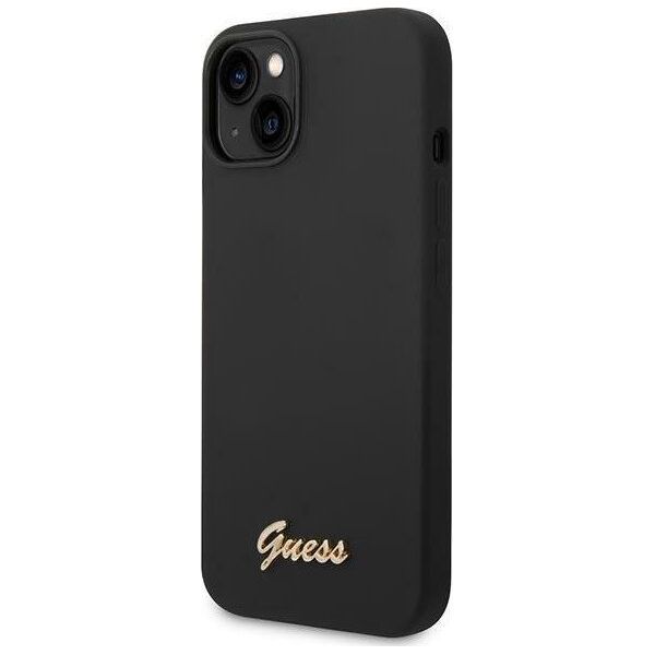 Guess Etui Guess do iPhone 14 Plus 6,7" czarny/black hard case Silicone Vintage Gold Logo