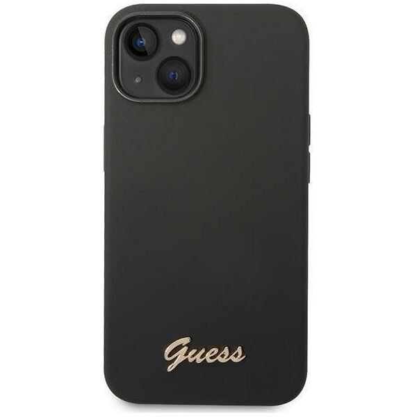Guess Etui Guess do iPhone 14 Plus 6,7" czarny/black hard case Silicone Vintage Gold Logo