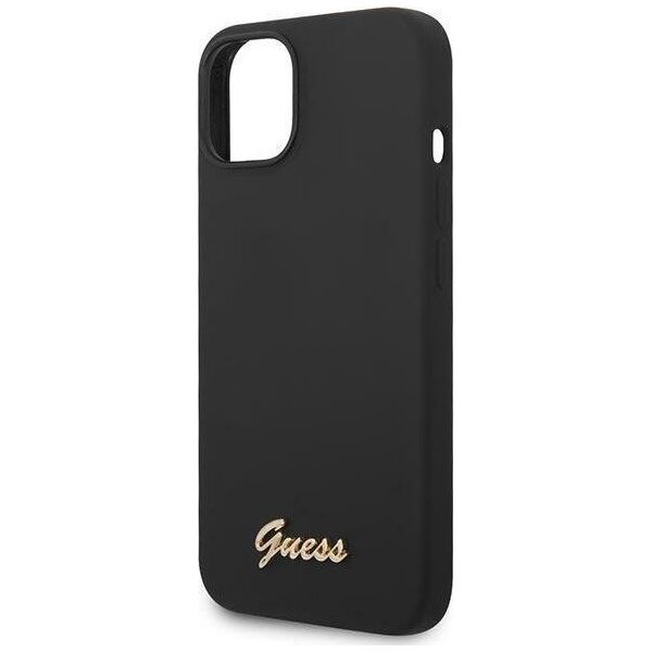 Guess Etui Guess do iPhone 14 Plus 6,7" czarny/black hard case Silicone Vintage Gold Logo