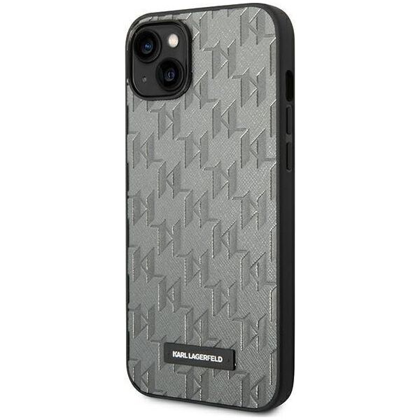 Karl Lagerfeld Etui Karl Lagerfeld do iPhone 14 6,1" hardcase szary/grey Saffiano Mono Metal Logo