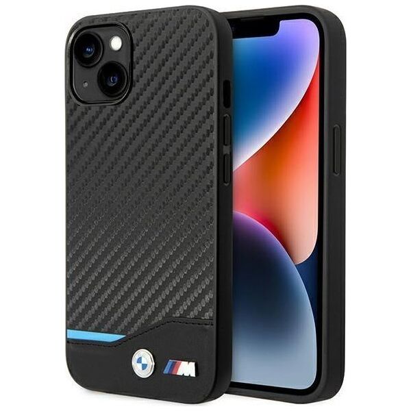 BMW Etui BMW do iPhone 14 6,1" czarny/black Leather Carbon