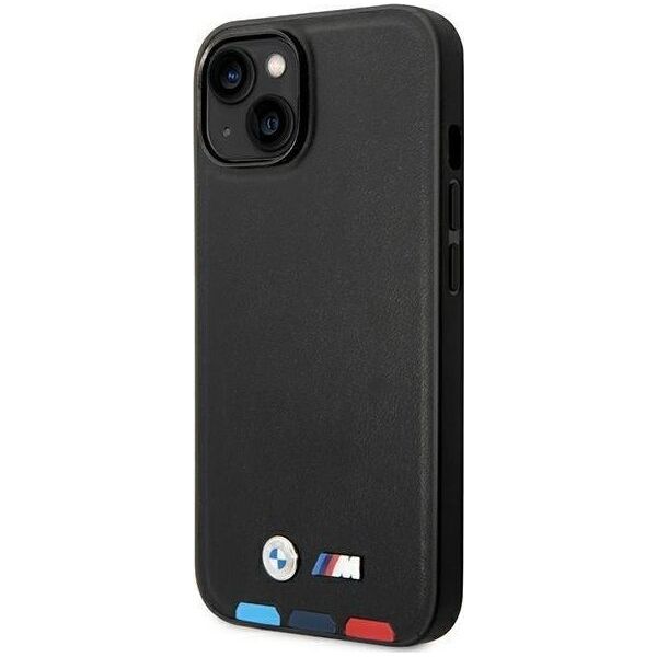 BMW Etui BMW do iPhone 14 6,1" czarny/black Leather Stamp Tricolor Magsafe