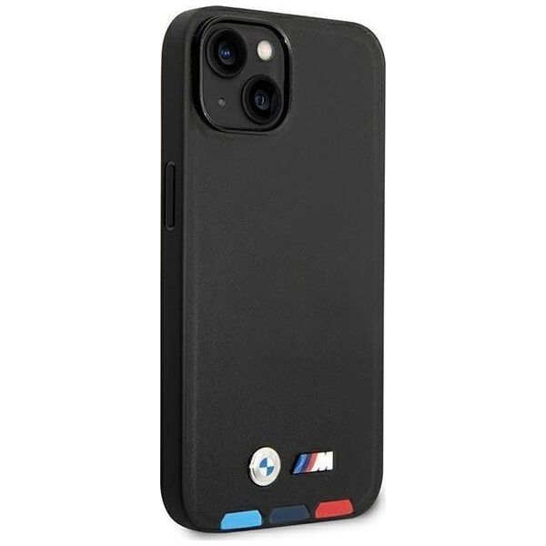 BMW Etui BMW do iPhone 14 6,1" czarny/black Leather Stamp Tricolor Magsafe