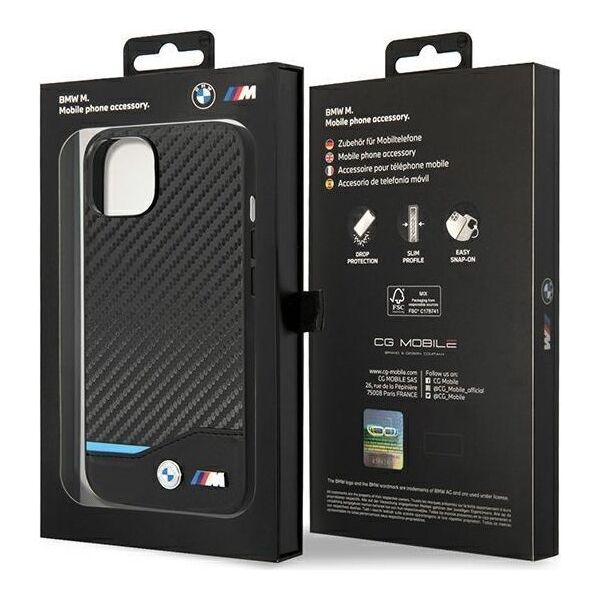 BMW Etui BMW do iPhone 14 Plus 6,7" czarny/black Leather Carbon