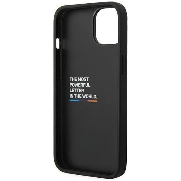 BMW Etui BMW do iPhone 14 Plus 6,7" czarny/black Leather Stamp Tricolor