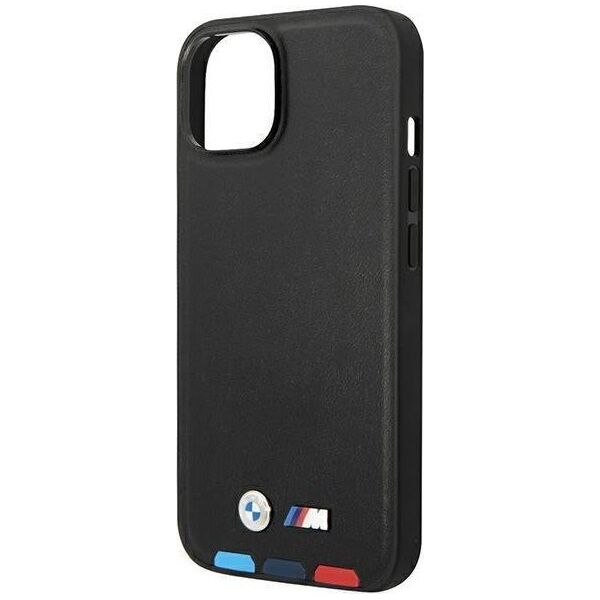 BMW Etui BMW do iPhone 14 Plus 6,7" czarny/black Leather Stamp Tricolor Magsafe