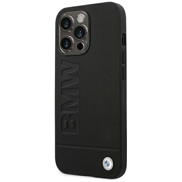 BMW Etui BMW do iPhone 14 Pro 6,1" czarny/black Leather Stamp