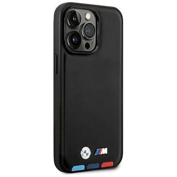 BMW Etui BMW do iPhone 14 Pro 6,1" czarny/black Leather Stamp Tricolor Magsafe