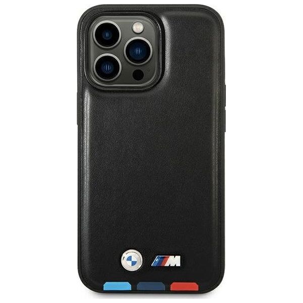 BMW Etui BMW do iPhone 14 Pro Max 6,7" czarny/black Leather Stamp Tricolor Magsafe