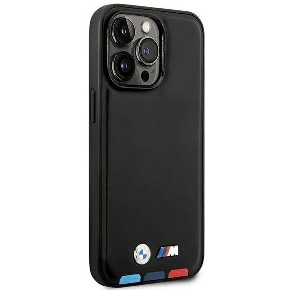 BMW Etui BMW do iPhone 14 Pro Max 6,7" czarny/black Leather Stamp Tricolor Magsafe
