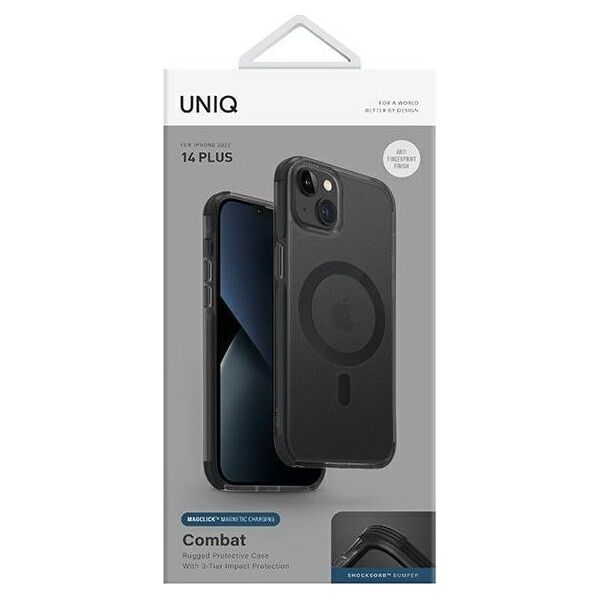 Uniq UNIQ etui Combat do iPhone 14 Plus 6,7" Magclick Charging czarny/concrete charcoal
