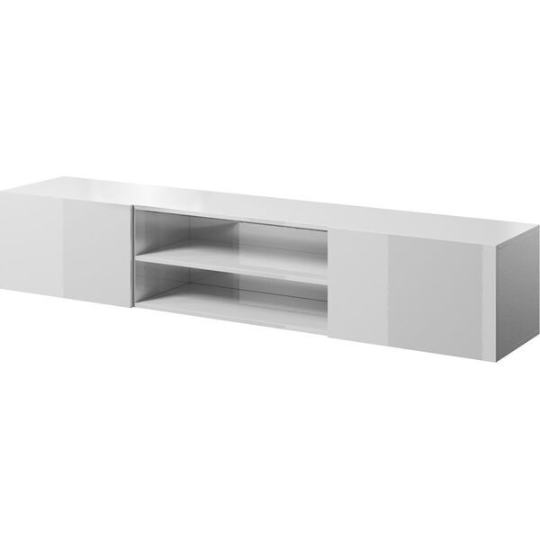 Cama Meble Szafka RTV SLIDE 200K 200x40xH37 cała w białym połysku