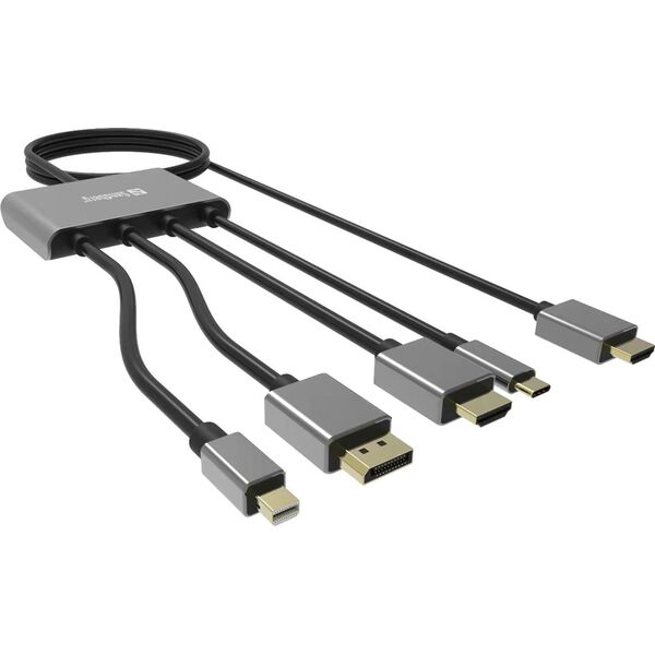 Adapter USB Sandberg Sandberg 509-21 adapter kablowy 2 m HDMI Typu A (Standard) DisplayPort + Mini DisplayPort + HDMI + USB Type-C Czarny
