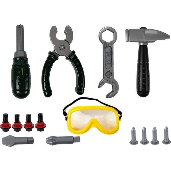 LeanToys Zestaw Majsterkowicza Wiertarka na Baterie Okulary Ochronne Kask