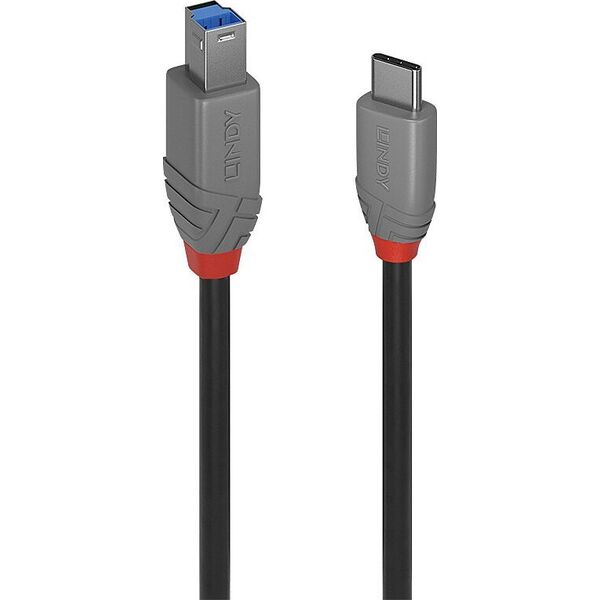 Lindy Lindy 2m USB 3.2 Typ C an B Kabel, Anthra Line