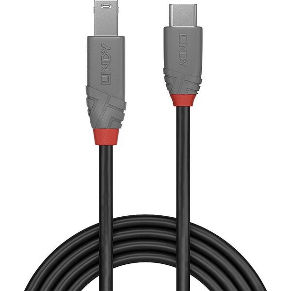 Lindy Lindy 2m USB 3.2 Typ C an B Kabel, Anthra Line