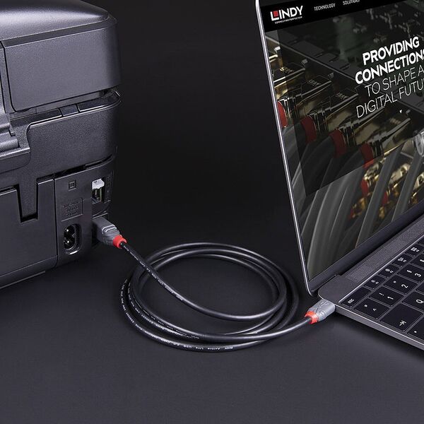 Lindy Lindy 2m USB 3.2 Typ C an B Kabel, Anthra Line