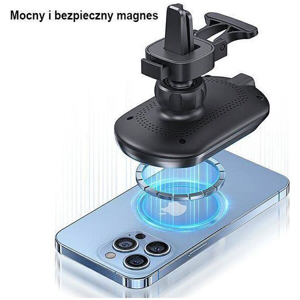 Usams Magnetyczny uchwyt USAMS Wireless Charging 15W Air Vent czarny/black CD182ZJ01