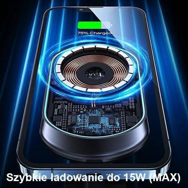 Usams Magnetyczny uchwyt USAMS Wireless Charging 15W Air Vent czarny/black CD182ZJ01