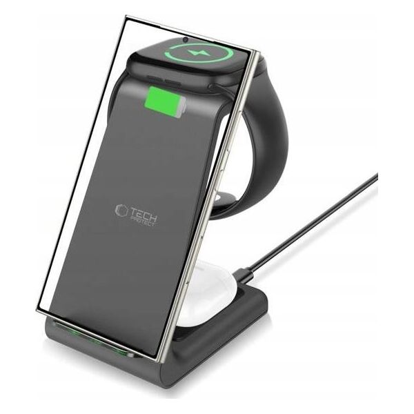 TECH-PROTECT QI15W-A36 3IN1 WIRELESS CHARGER FOR ANDROID BLACK