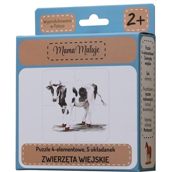 Mama Maluje Puzzle 4-elementowe Zwierzęta wiejskie