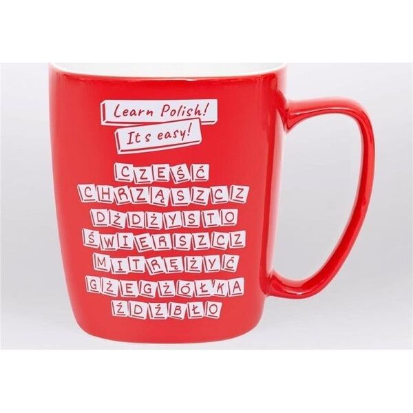 Nadwyraz.com Kubek ceramiczny czerwony Learn Polish! It's easy (505160) - 5901005004442