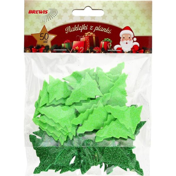 BREWIS Naklejki z pianki PVX 09 Choinki brokatowe