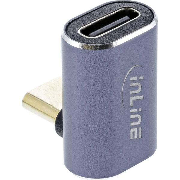 Adapter USB InLine InLine® USB4 Adapter, USB Type-C male/female up/down angled, aluminium, grey