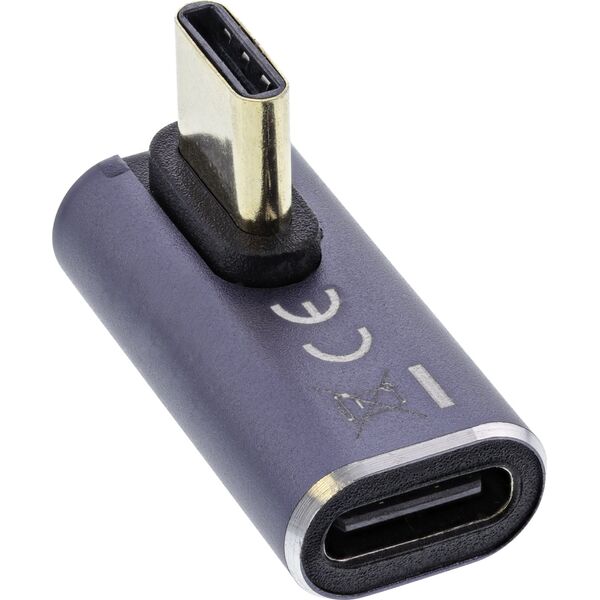 Adapter USB InLine InLine® USB4 Adapter, USB Type-C male/female vertical right/left angled, aluminium, grey